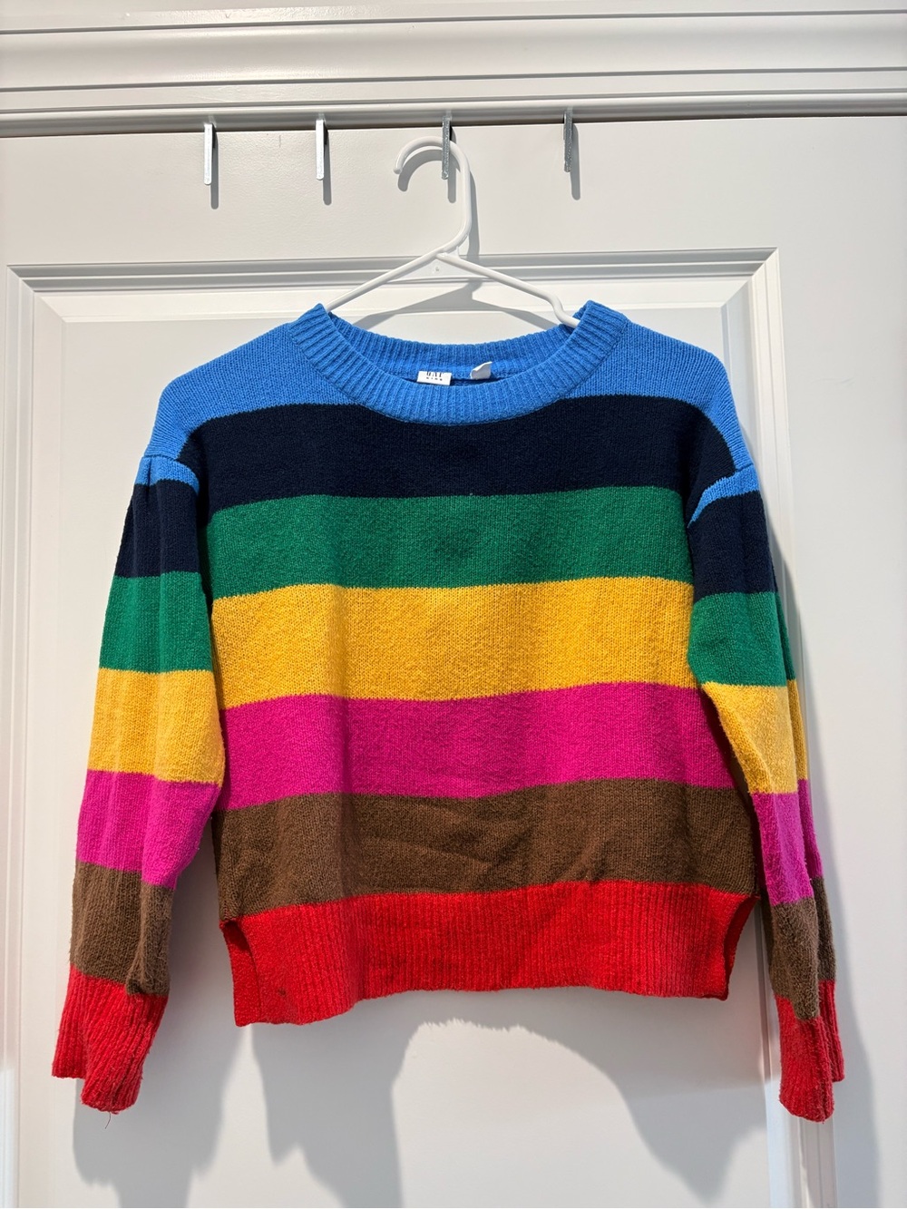GAP Kids Multicolor Striped Crewneck Sweater - Bright Rainbow Stripes